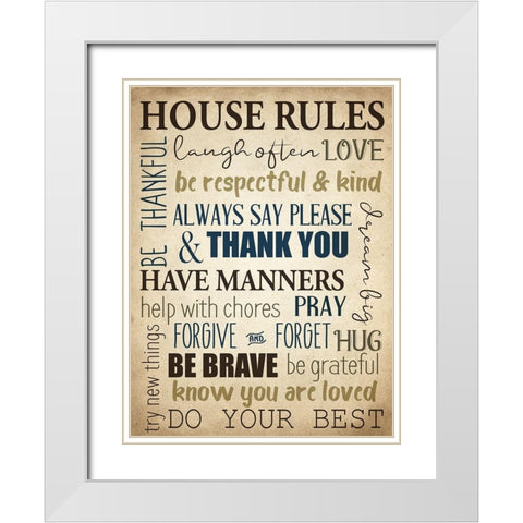 House Rules White Modern Wood Framed Art Print with Double Matting by Allen, Kimberly