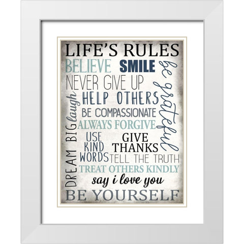 Life Rules White Modern Wood Framed Art Print with Double Matting by Allen, Kimberly