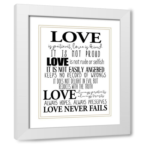 Love Is BW White Modern Wood Framed Art Print with Double Matting by Allen, Kimberly