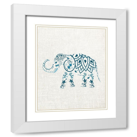 Patterened Elephant White Modern Wood Framed Art Print with Double Matting by Allen, Kimberly