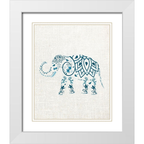 Patterened Elephant White Modern Wood Framed Art Print with Double Matting by Allen, Kimberly