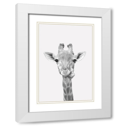 Quirky Giraffes 2 White Modern Wood Framed Art Print with Double Matting by Allen, Kimberly