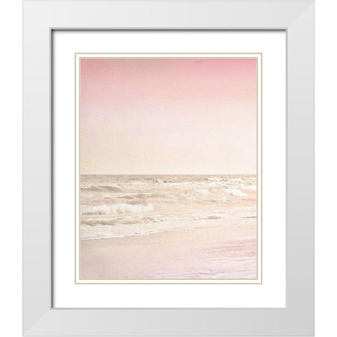 Beach Pink 1 White Modern Wood Framed Art Print with Double Matting by Allen, Kimberly