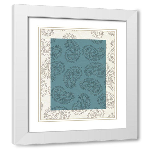 Blue Paisley White Modern Wood Framed Art Print with Double Matting by Allen, Kimberly