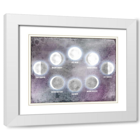 Phases of the Moon White Modern Wood Framed Art Print with Double Matting by Allen, Kimberly