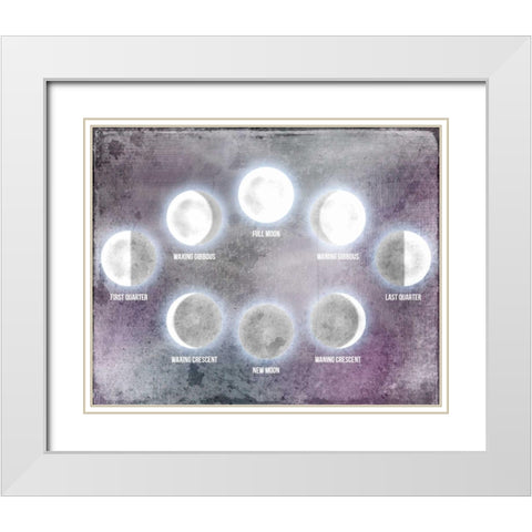 Phases of the Moon White Modern Wood Framed Art Print with Double Matting by Allen, Kimberly