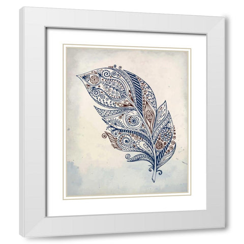 Feather Henna 1 White Modern Wood Framed Art Print with Double Matting by Allen, Kimberly