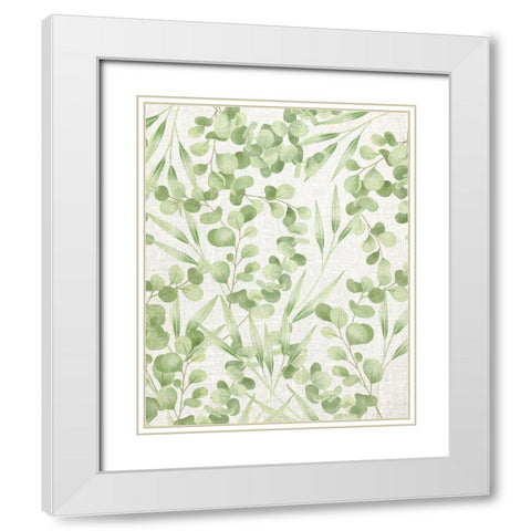 Green Leaves White Modern Wood Framed Art Print with Double Matting by Allen, Kimberly