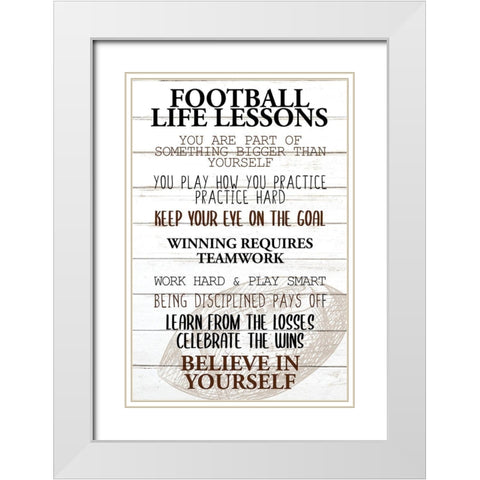 Football Life White Modern Wood Framed Art Print with Double Matting by Allen, Kimberly