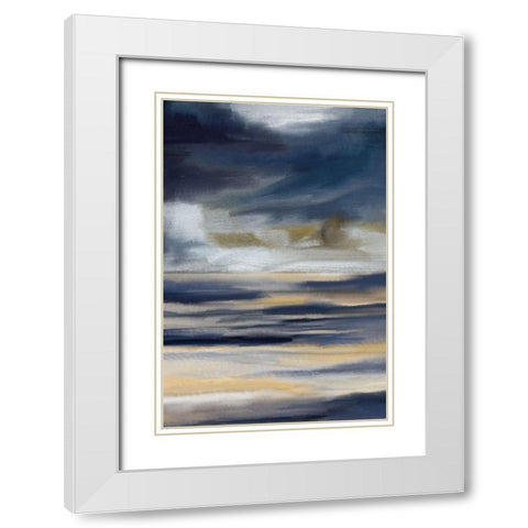 Blue Layers 1 V2 White Modern Wood Framed Art Print with Double Matting by Allen, Kimberly