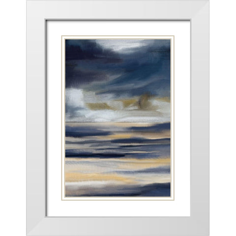 Blue Layers 1 V2 White Modern Wood Framed Art Print with Double Matting by Allen, Kimberly