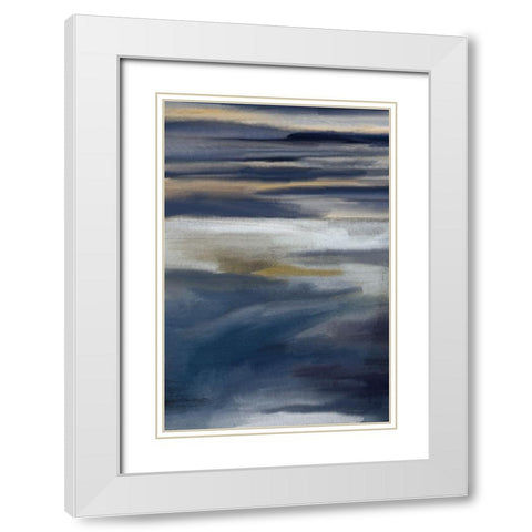 Blue Layers 2 V2 White Modern Wood Framed Art Print with Double Matting by Allen, Kimberly