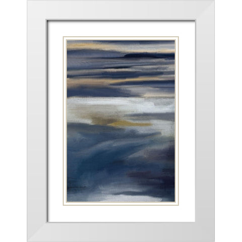 Blue Layers 2 V2 White Modern Wood Framed Art Print with Double Matting by Allen, Kimberly