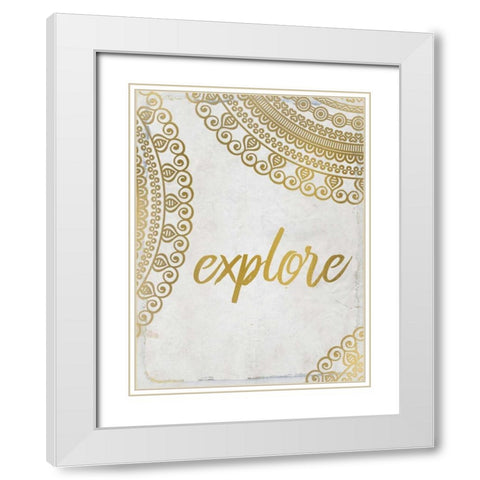 Wander Henna Gold 4 White Modern Wood Framed Art Print with Double Matting by Allen, Kimberly
