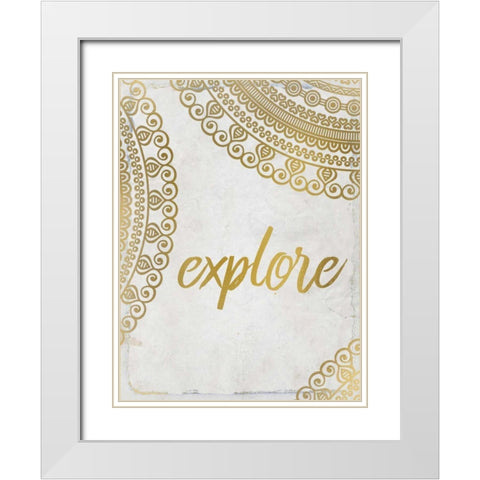 Wander Henna Gold 4 White Modern Wood Framed Art Print with Double Matting by Allen, Kimberly