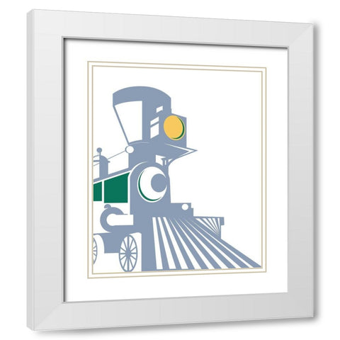 Eat Sleep Trains 1 White Modern Wood Framed Art Print with Double Matting by Allen, Kimberly