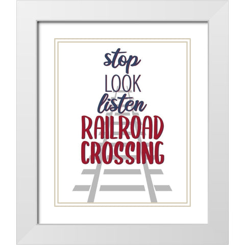 Railroad Track 3 V2 White Modern Wood Framed Art Print with Double Matting by Allen, Kimberly