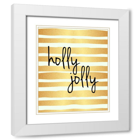 Holly Jolly White Modern Wood Framed Art Print with Double Matting by Allen, Kimberly