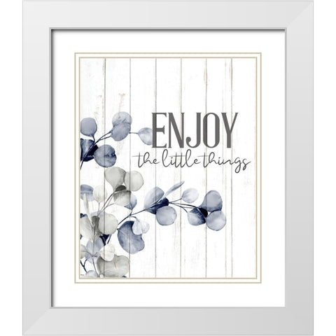 Enjoy and Live 1 White Modern Wood Framed Art Print with Double Matting by Allen, Kimberly