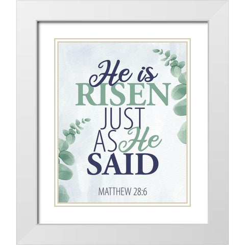 He is Risen Watercolor White Modern Wood Framed Art Print with Double Matting by Allen, Kimberly