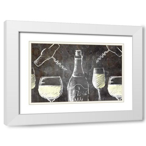 Chalkboard Wine 1 White Modern Wood Framed Art Print with Double Matting by Allen, Kimberly