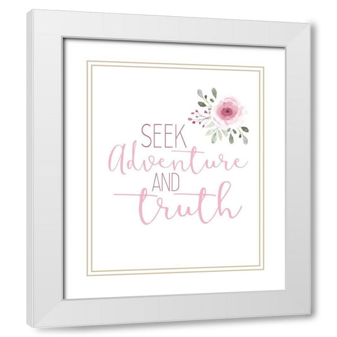 Seek Adventure White Modern Wood Framed Art Print with Double Matting by Allen, Kimberly