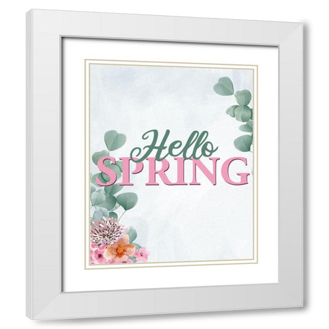 Hello Spring White Modern Wood Framed Art Print with Double Matting by Allen, Kimberly