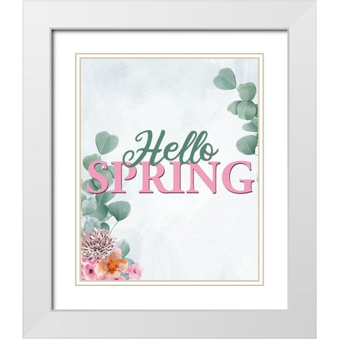 Hello Spring White Modern Wood Framed Art Print with Double Matting by Allen, Kimberly