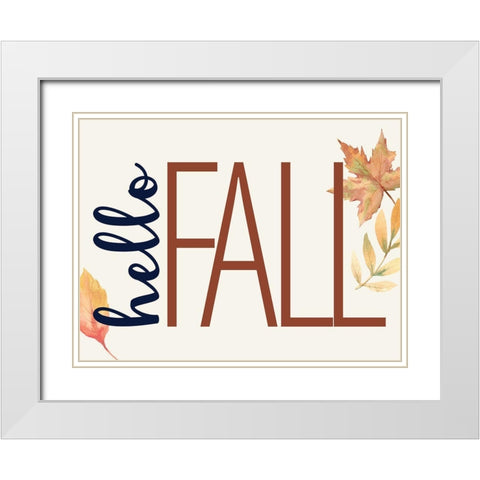 Hello Fall White Modern Wood Framed Art Print with Double Matting by Allen, Kimberly
