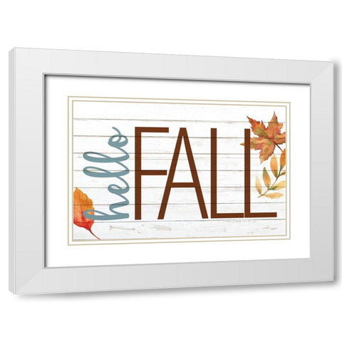 Hello Fall White Modern Wood Framed Art Print with Double Matting by Allen, Kimberly