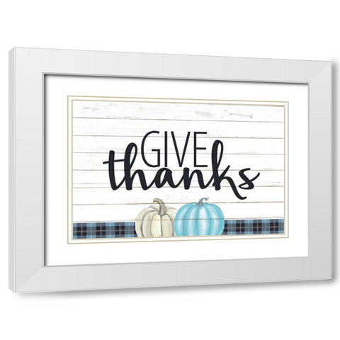 Give Thanks White Modern Wood Framed Art Print with Double Matting by Allen, Kimberly