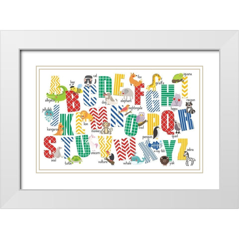 ABCs Animals White Modern Wood Framed Art Print with Double Matting by Allen, Kimberly
