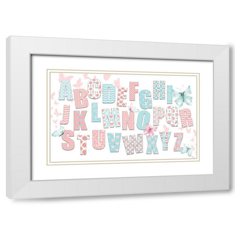 ABCs Pink Teal White Modern Wood Framed Art Print with Double Matting by Allen, Kimberly