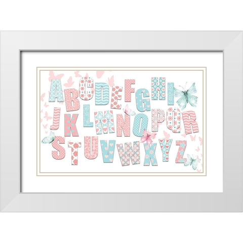 ABCs Pink Teal White Modern Wood Framed Art Print with Double Matting by Allen, Kimberly