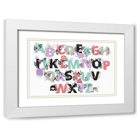 Floral Alphabet White Modern Wood Framed Art Print with Double Matting by Allen, Kimberly