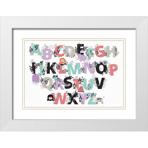 Floral Alphabet White Modern Wood Framed Art Print with Double Matting by Allen, Kimberly