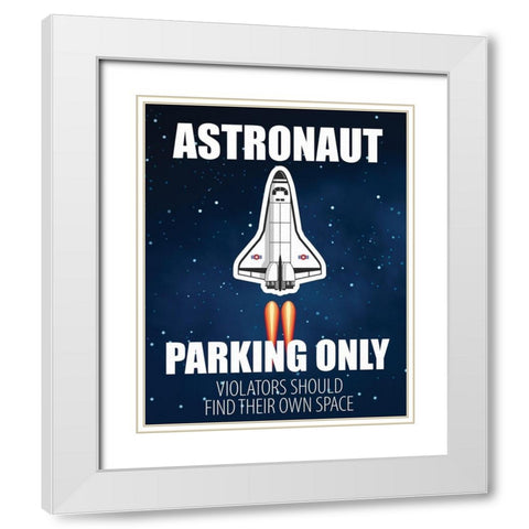 Astronaut Parking White Modern Wood Framed Art Print with Double Matting by Allen, Kimberly