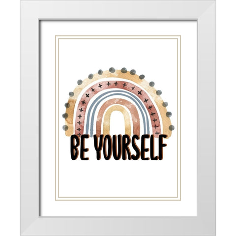 Be Yourself Rainbow V2 White Modern Wood Framed Art Print with Double Matting by Allen, Kimberly