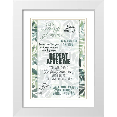 Repeat After Me White Modern Wood Framed Art Print with Double Matting by Allen, Kimberly