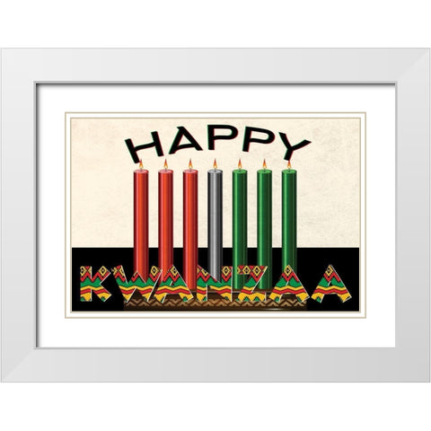 Happy Kwanzaa White Modern Wood Framed Art Print with Double Matting by Allen, Kimberly