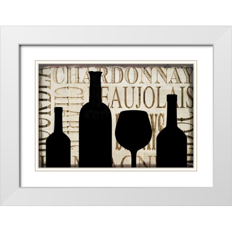 Wine Silhouette 1 White Modern Wood Framed Art Print with Double Matting by Allen, Kimberly