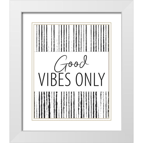 Good Vibes Stripes White Modern Wood Framed Art Print with Double Matting by Allen, Kimberly