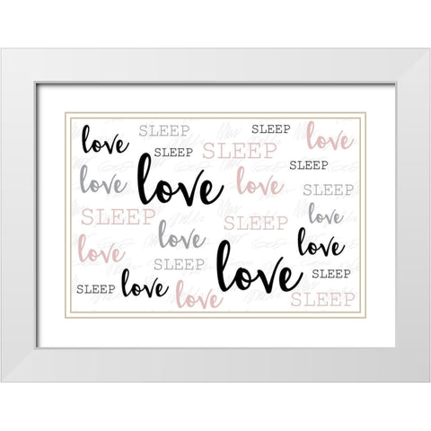 Love Love Love White Modern Wood Framed Art Print with Double Matting by Allen, Kimberly
