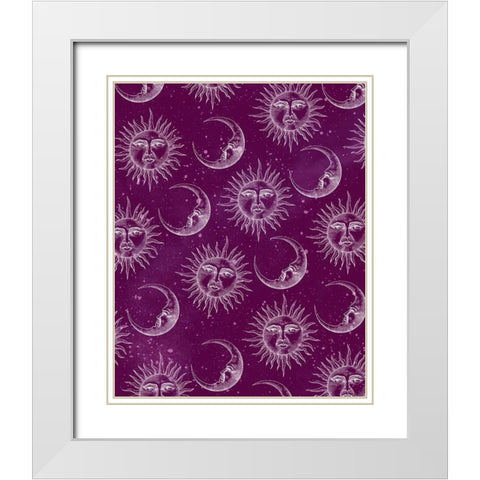 Sun Moon Pattern Pink White Modern Wood Framed Art Print with Double Matting by Allen, Kimberly