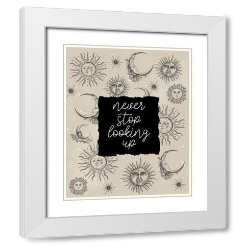 Moon and Sun V2 White Modern Wood Framed Art Print with Double Matting by Allen, Kimberly