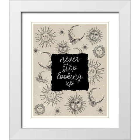 Moon and Sun V2 White Modern Wood Framed Art Print with Double Matting by Allen, Kimberly
