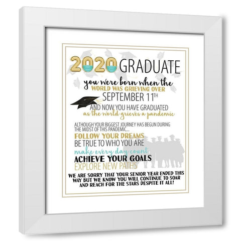 Graduate 2020 White Modern Wood Framed Art Print with Double Matting by Allen, Kimberly