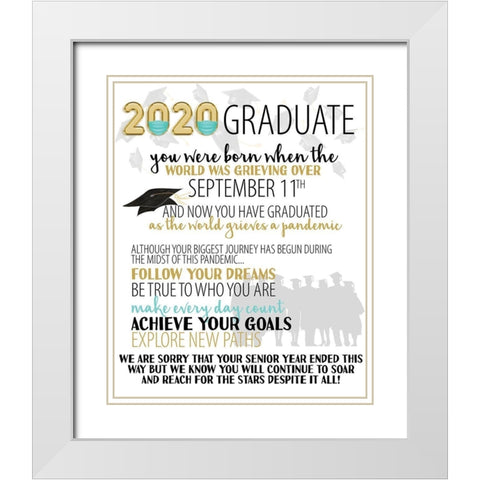 Graduate 2020 White Modern Wood Framed Art Print with Double Matting by Allen, Kimberly
