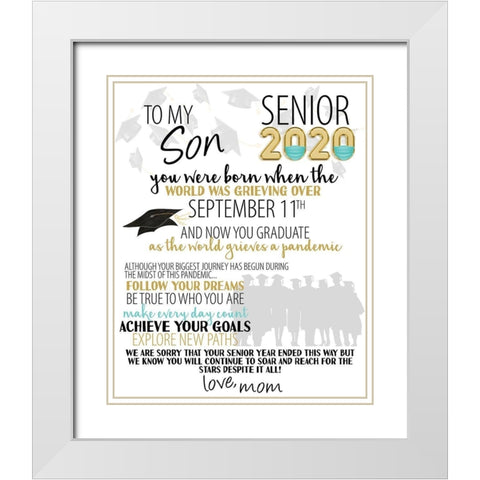 Senior 2020 Son 2 White Modern Wood Framed Art Print with Double Matting by Allen, Kimberly