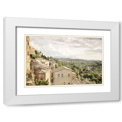 Tuscan Hillside White Modern Wood Framed Art Print with Double Matting by Allen, Kimberly